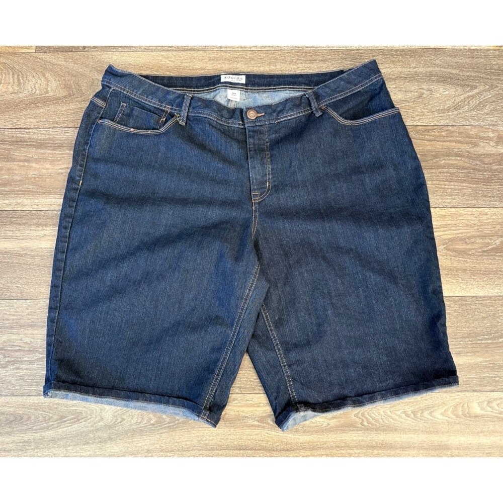 ST. JOHNS BAY AVERAGE DENIM BERMUDA SHORTS WOMENS PLUS SIZE 24W